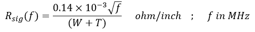 Formula for signal resistance when using periphery of the conductor