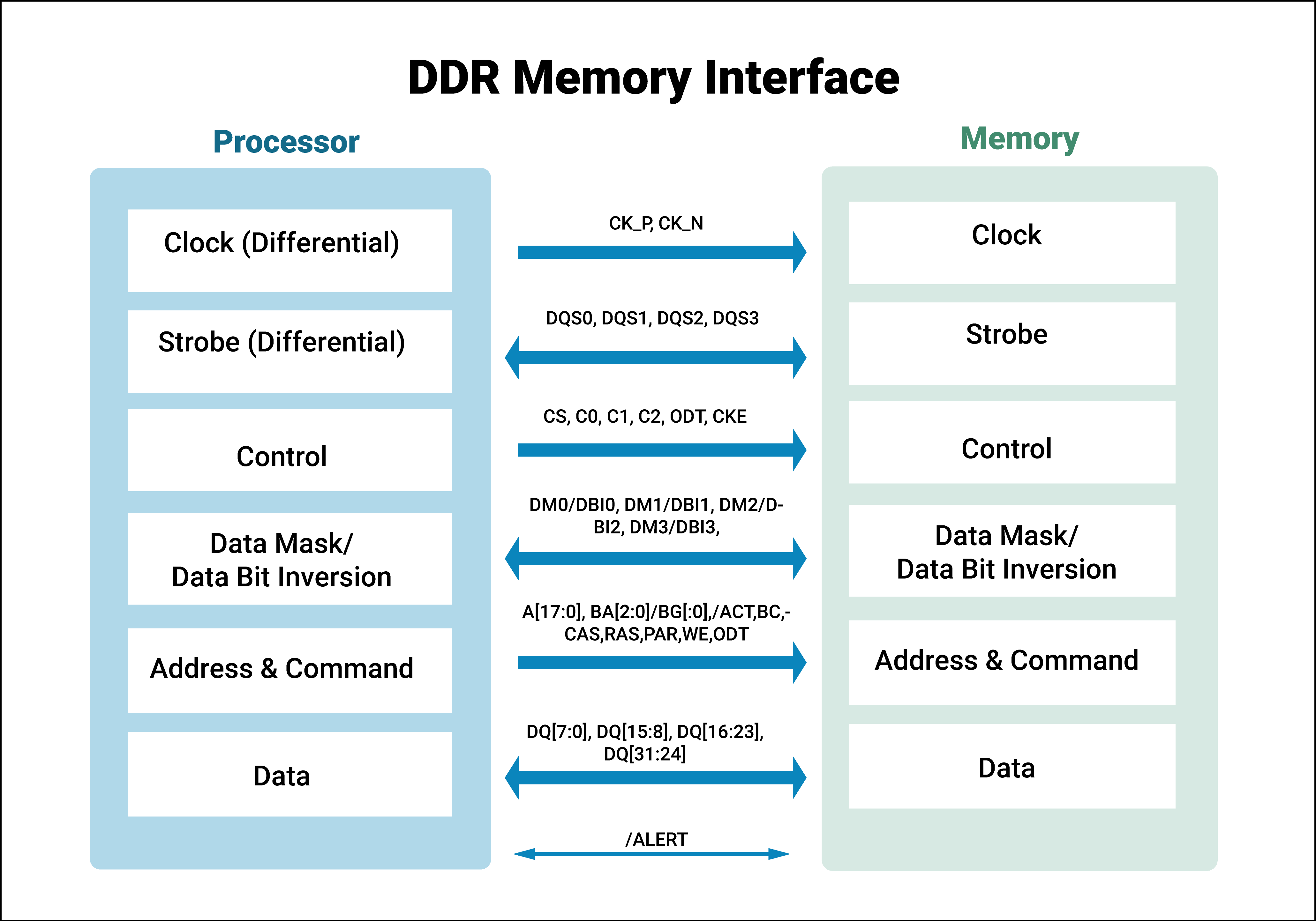 DDR memory and processor interface