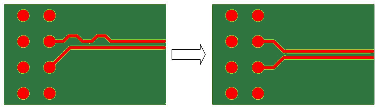 Symmetrical Breakout of Differential Pairs in high speed circuits