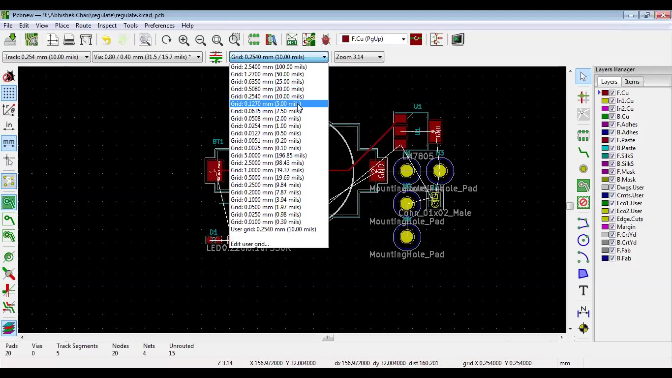 Edit Grid in KiCad