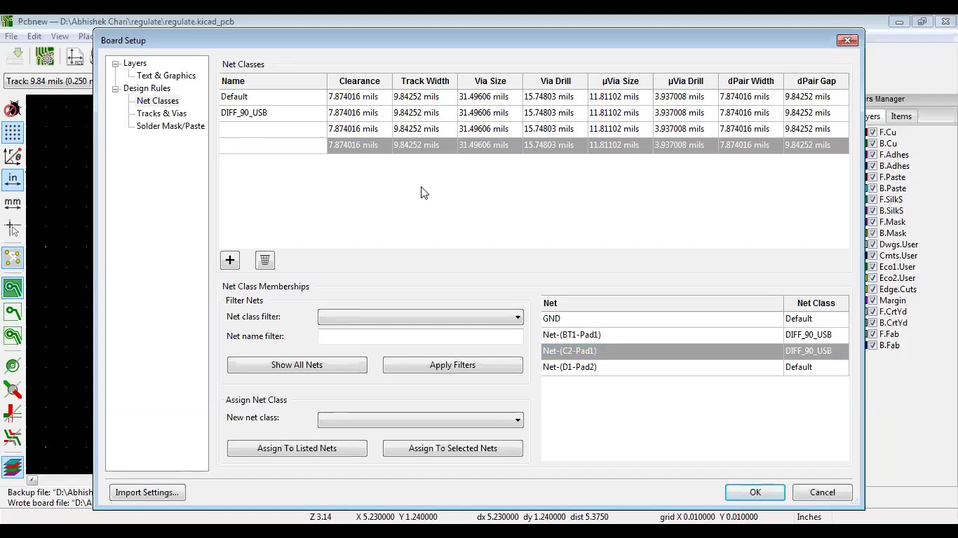 KiCad Net Classes