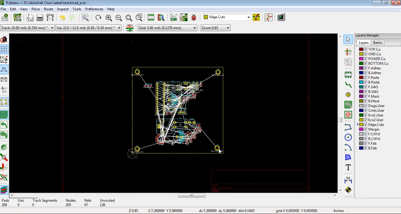 Place mounting holes in Kicad