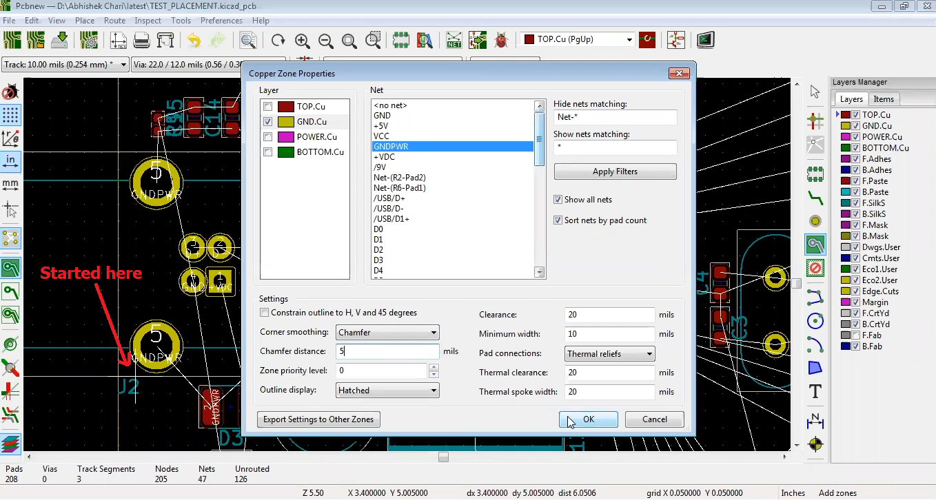 How to pour ground in Kicad