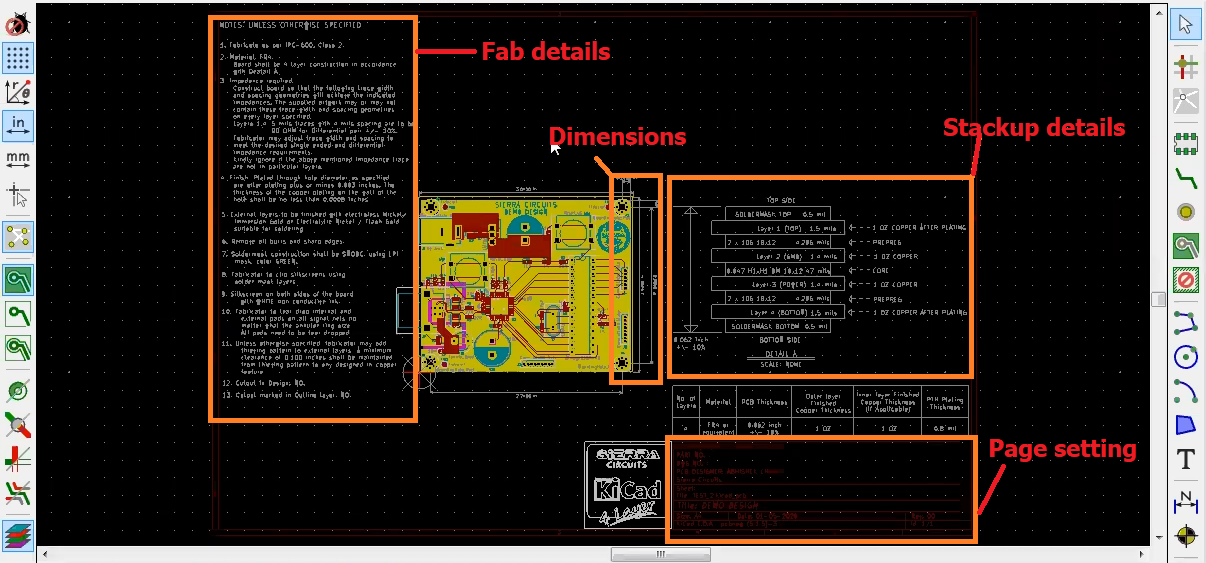 Fab drawing of a PCB 