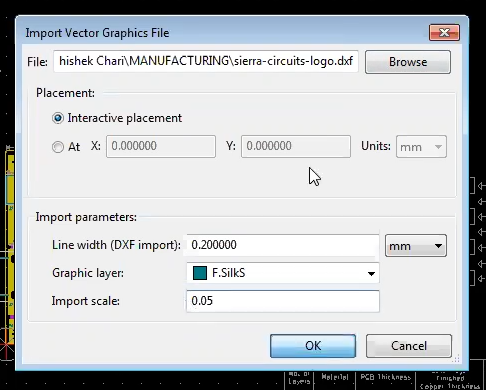Import vector graphics file in kicad