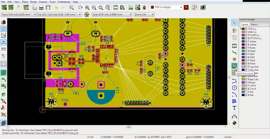 KiCad Add Filled Zones