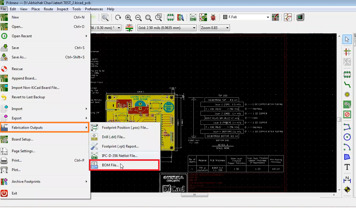 How to create BOM in kicad