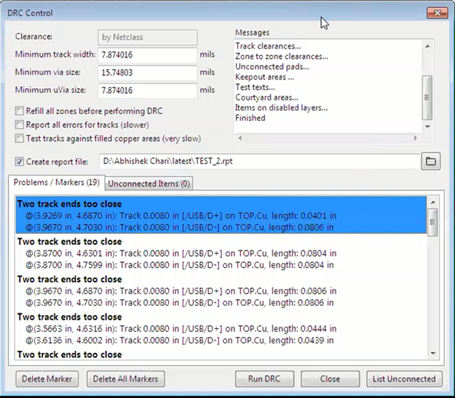 KiCad DRC Error Report