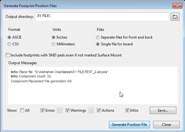 Generate pick and place files in kicad