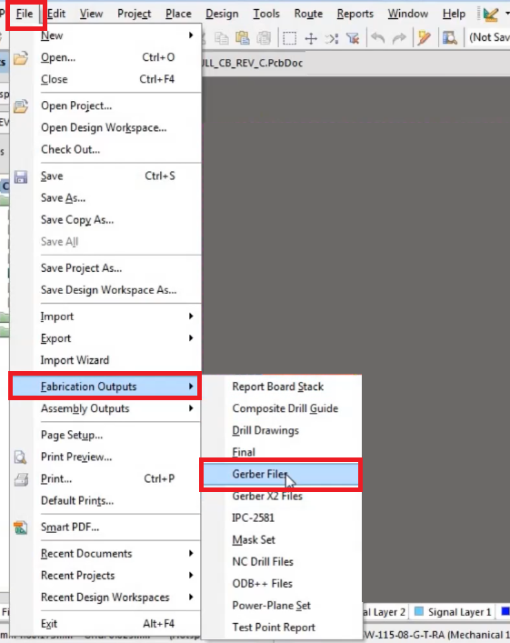 How to export gerber in altium