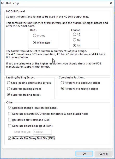 How to configure NC drill setup to export NC drill file