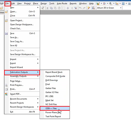 How to export ODB++ in altium