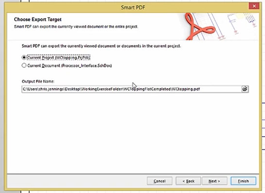 How to choose location to export pdf in altium smartPDF