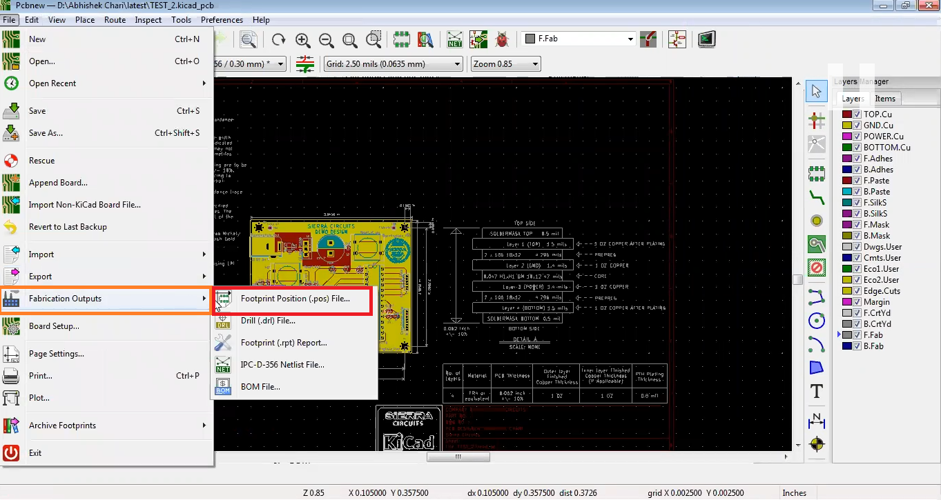 How to generate Pick and Place files in kicad