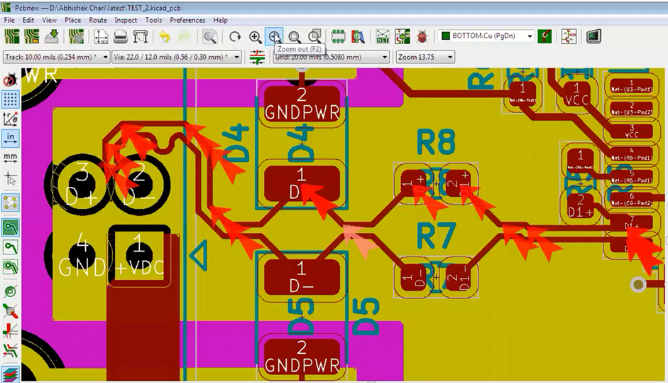 KiCad Track Clearance error