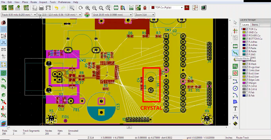 KiCad Crystal Location