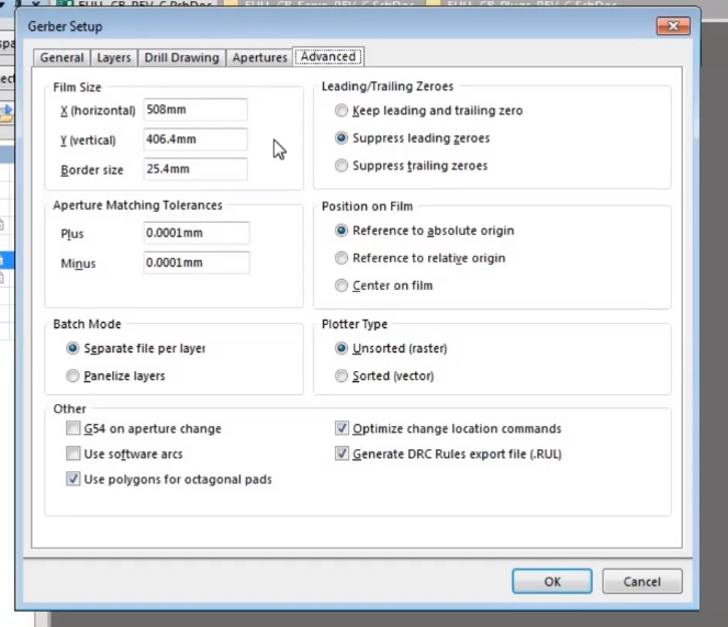 How to do advanced tab setting to export gerber in altium