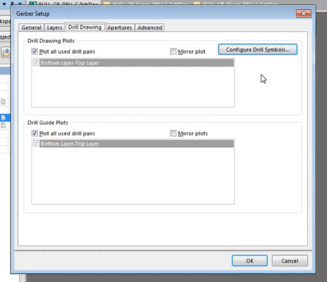 How to do drill drawing tab setting to export gerber in altium