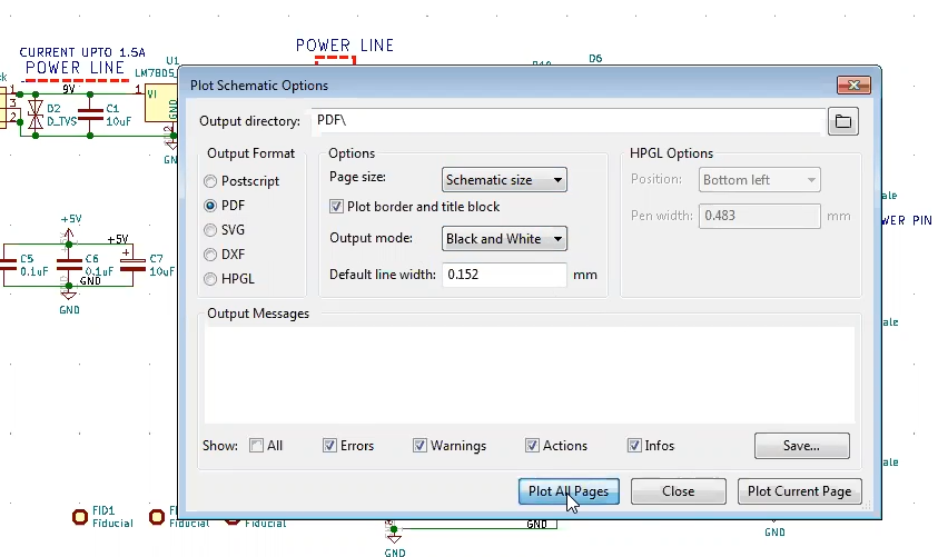 How to generate PDF of schematic in kicad