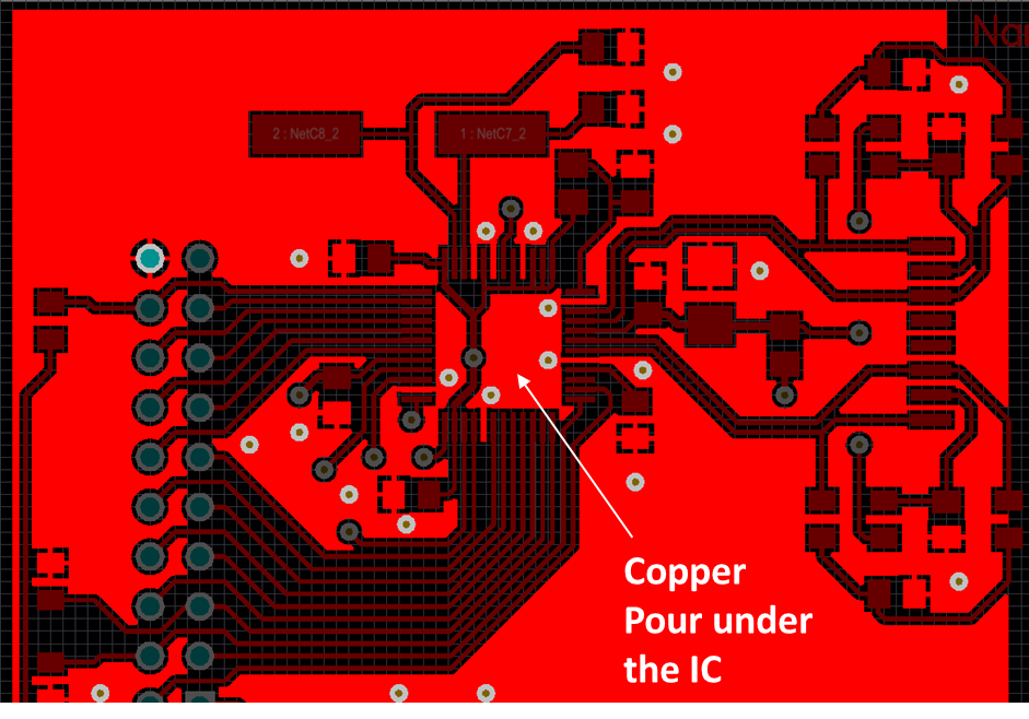 Copper pour under an IC