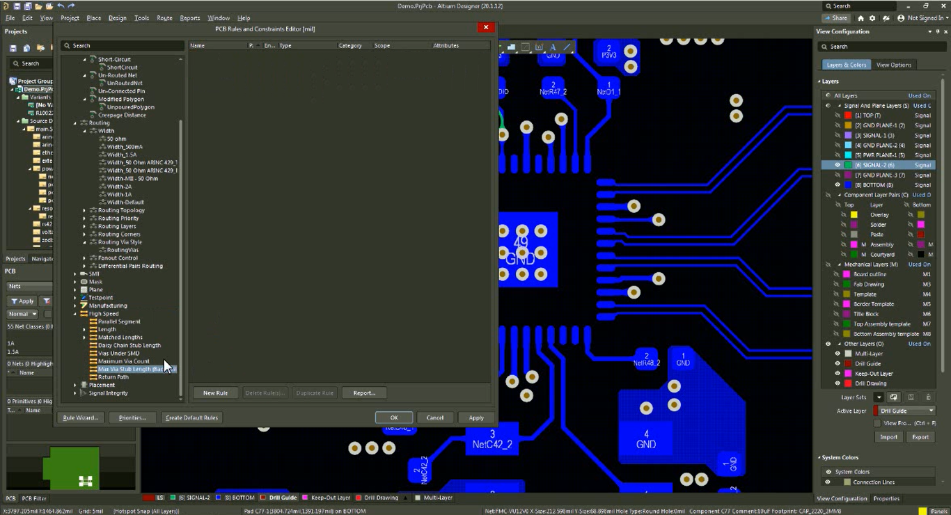 PCB Rules and Constraints Editor