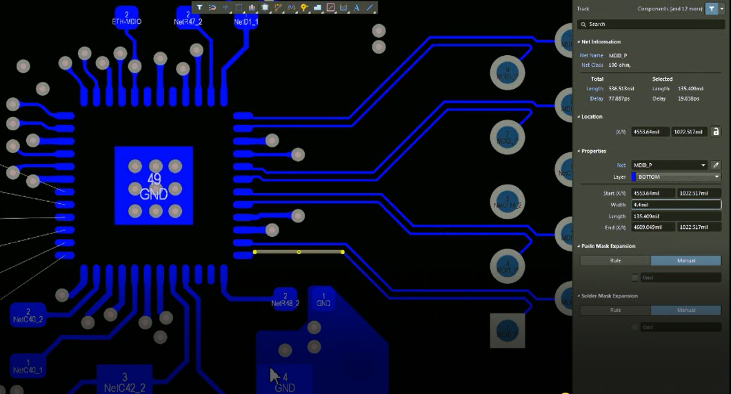 After routing, check the values for traces