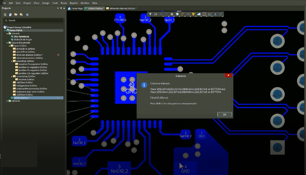 Measure primitives helps to check air gap between two traces