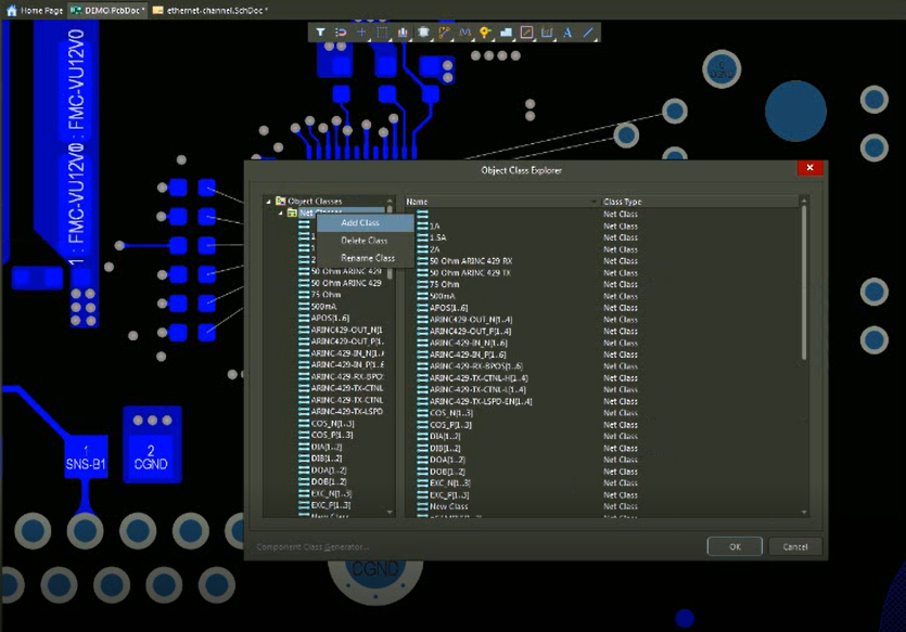 Adding class name using Altium designer