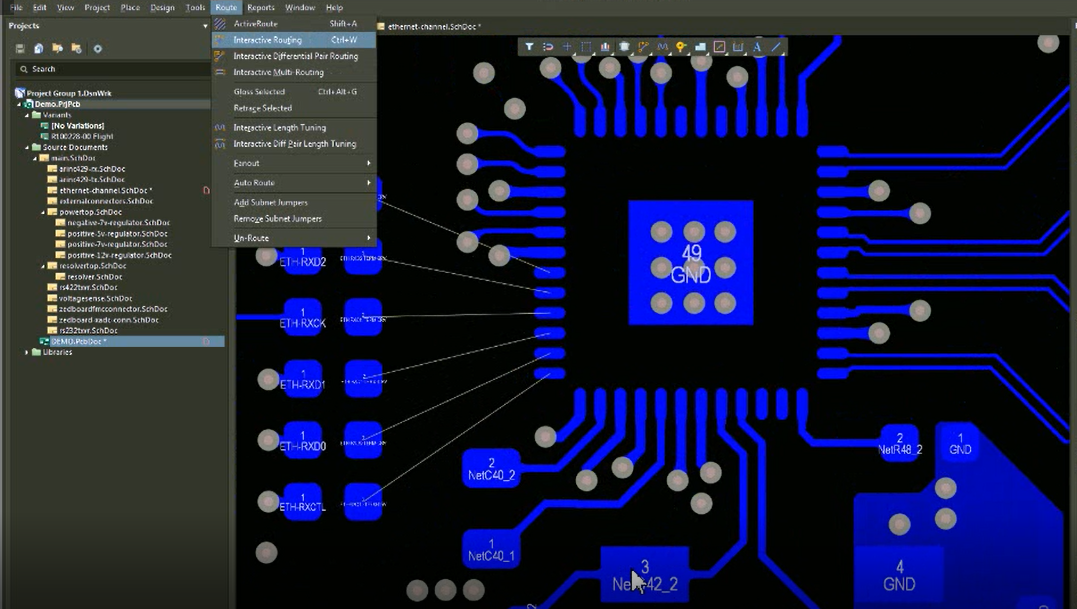 Routing of single-ended traces in Altium