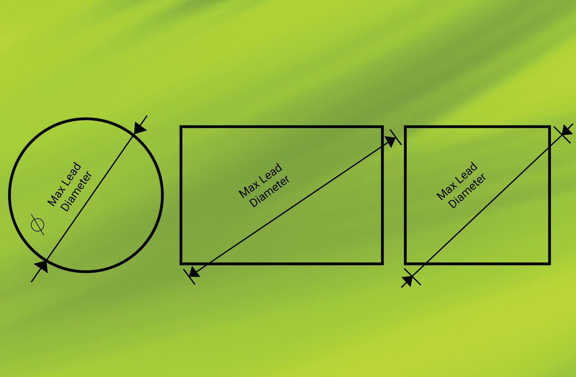 Maximum lead diameter for different components