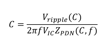 Size of a decoupling capacitor based on PDN impedance