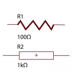 Resistor symbols used in schematic design