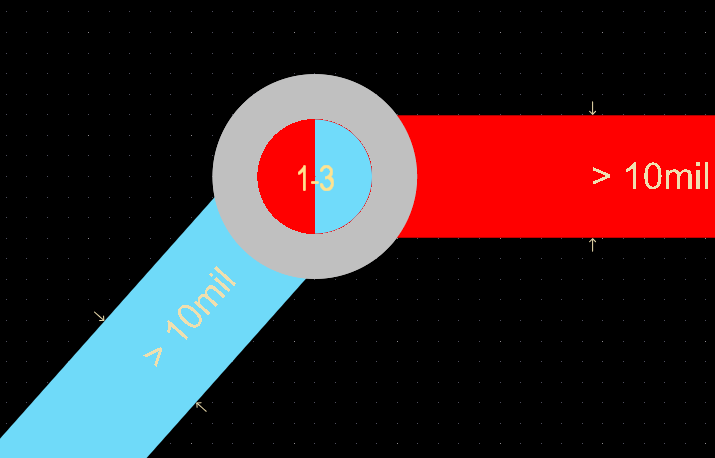 Display of blind hole via in Altium