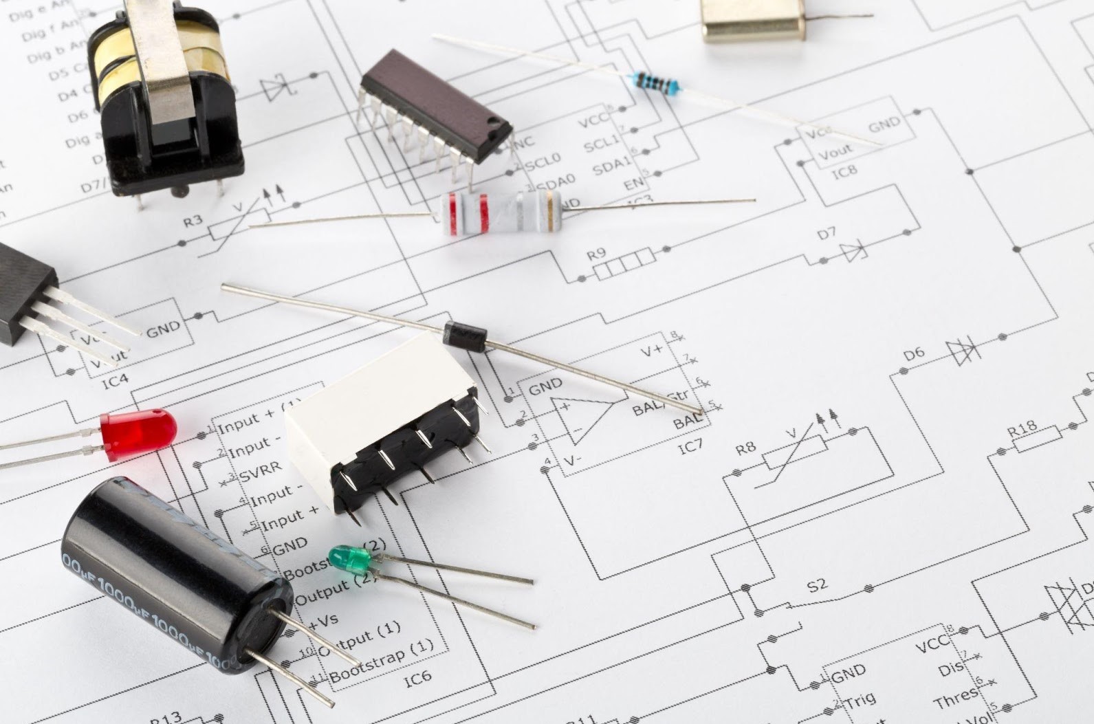 Components to be assembled on a PCB