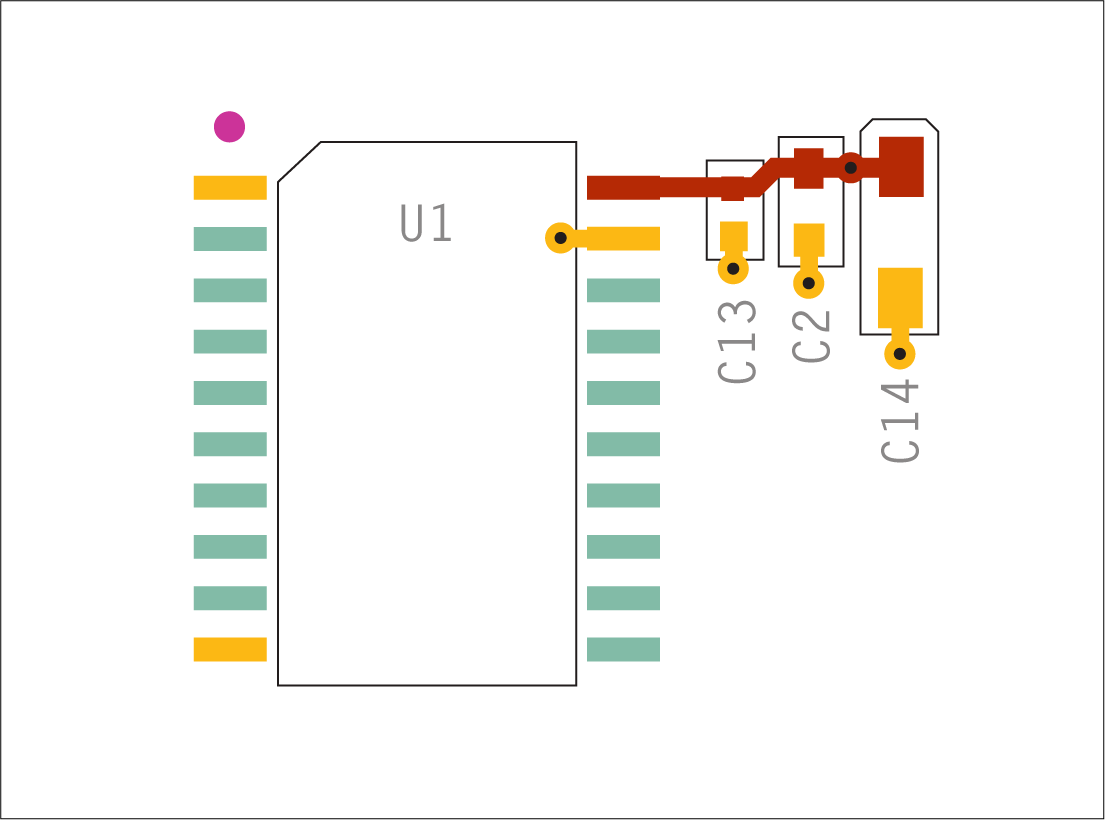 Decoupling capacitor placement in ascending order.