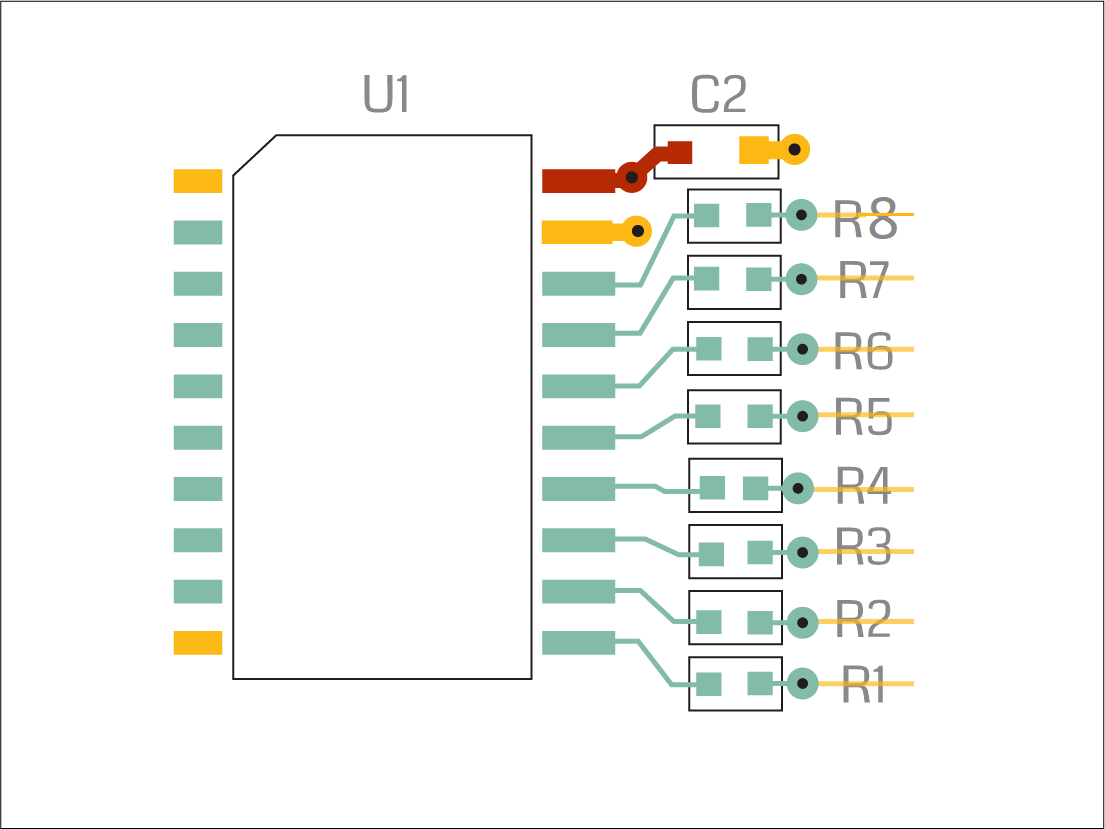 Decoupling capacitor placement on the same side.