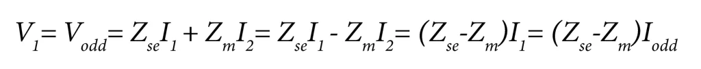V1 expressed in terms of impedance and current. v1-equation.webp