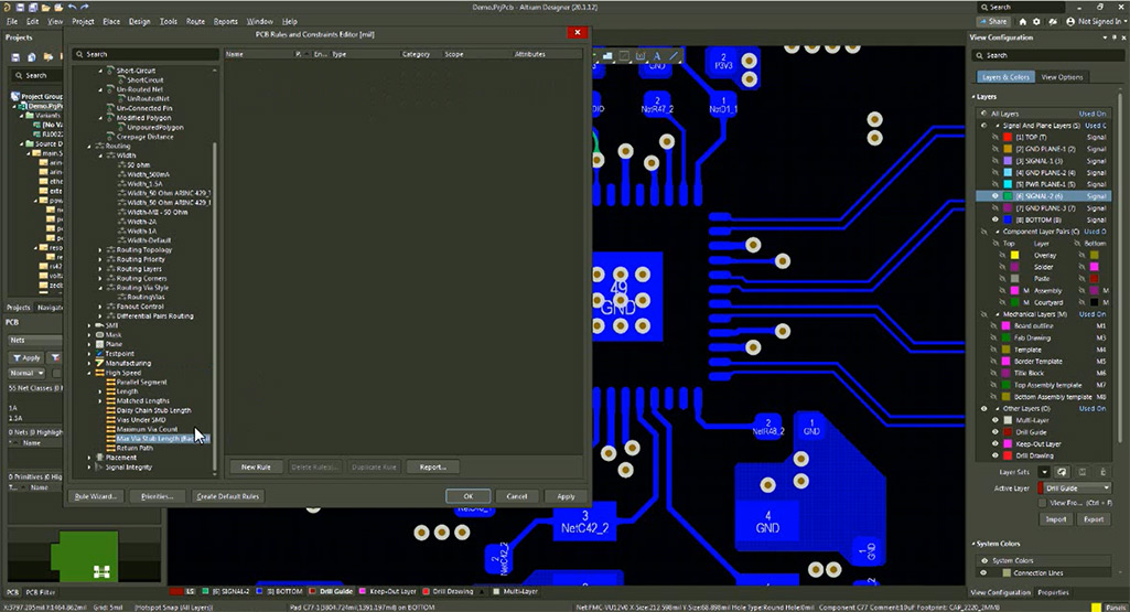 PCB Rules and Constraints Editor