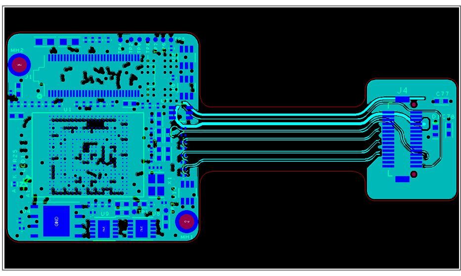 Typical rigid-flex board design that follows the IPC-2223 guidelines