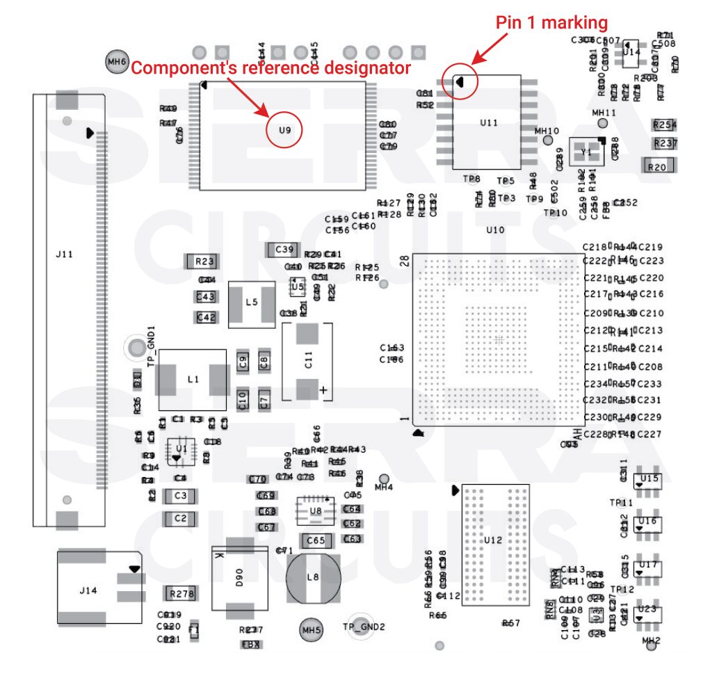 Component's reference designator and pin 1 marking in assembly drawing an-example-of-pcb-assembly-drawing.jpg