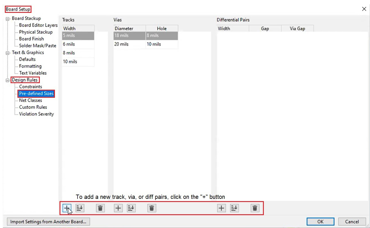 Pre-defined sizes for tracks, vias, and diff pairs in KiCad setting-pre-defined-sizes-design-rules-for-tracks-vias-and-diff-pairs-in-kicad.jpg