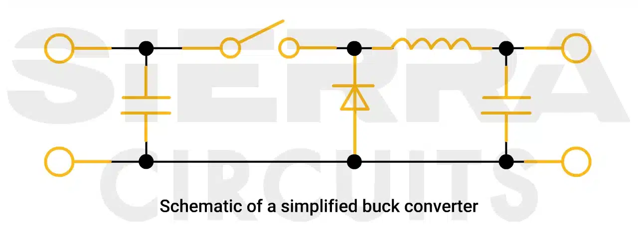 Schematic of a buck converter used to step-down voltage in power electronics circuit schematic-of-buck-converter-for-power-electronics.webp