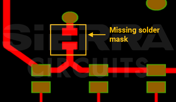 missing-solder-mask-dfm-mistake-in-pcb-design.webp
