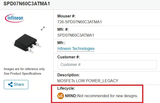 Mouser Electronics lifecycle status part-status-mouser.webp